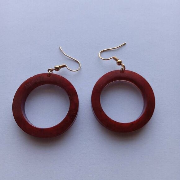 Hand Crafted Jewelry - 5/$50 Red resin circle earrings